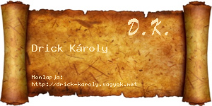 Drick Károly névjegykártya